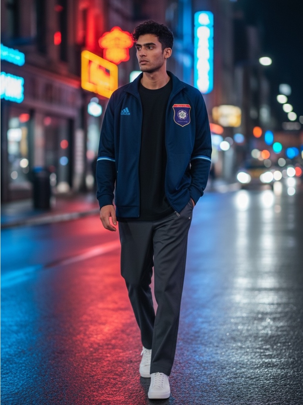 Federation-issued Adidas Men's Navy Track Soccer/Football Jacket Belize Crest